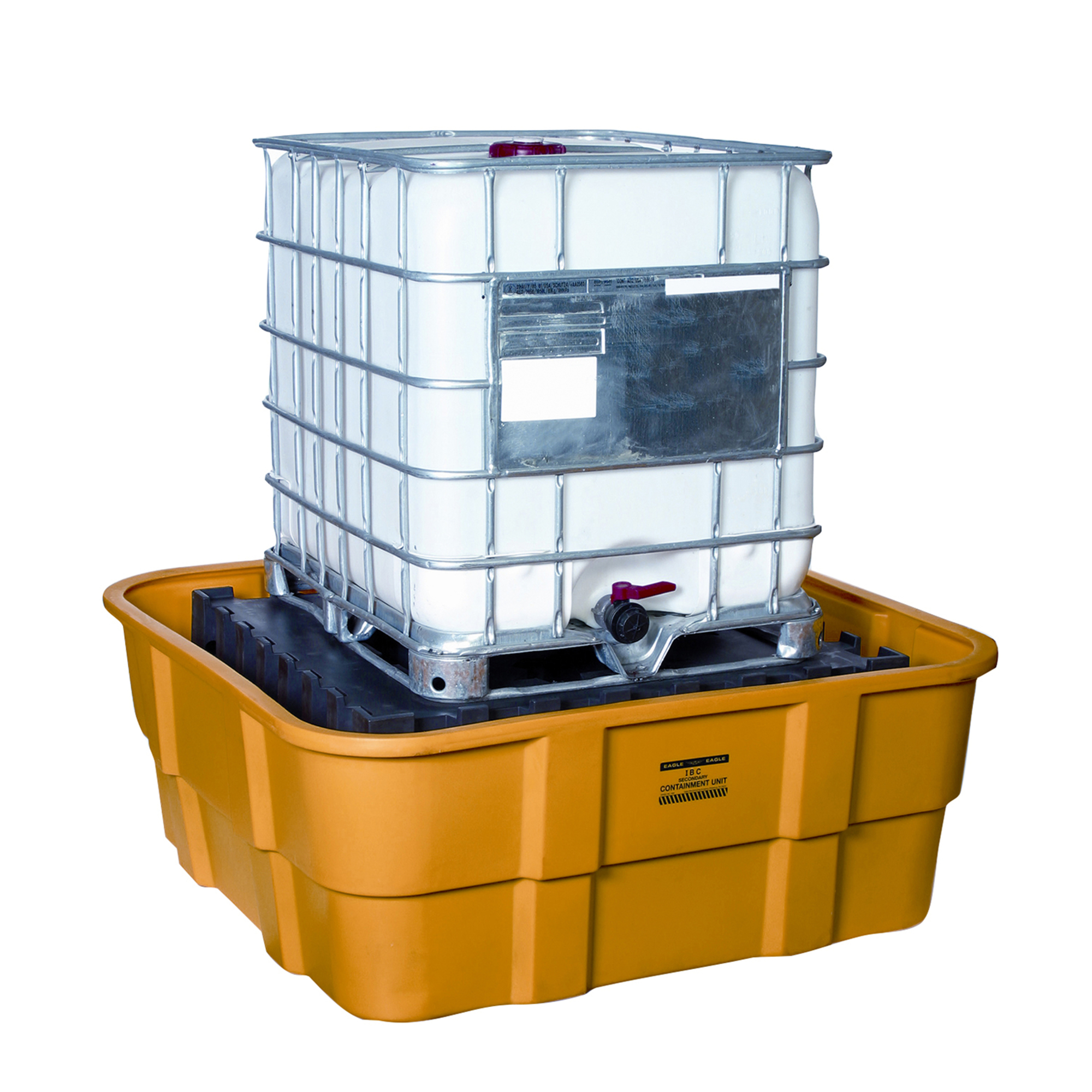 Eagle IBC Containment Unit — 400-Gallon Sump Capacity, Polyethylene Platform, 10,000 Lb. Load Capacity, Yellow, Model# 1683